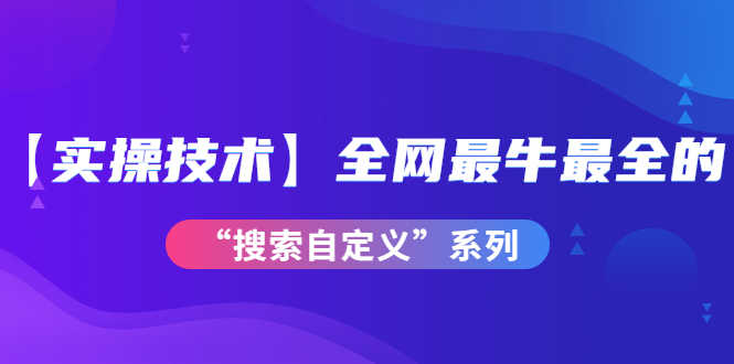 【实操技术】全网最牛最全的“搜索自定义”系列！价值698元-资源基地