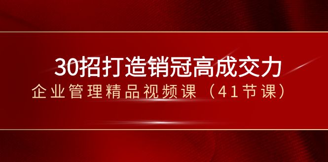 30招-打造销冠高成交力-企业管理精品视频课(41节课)-资源基地