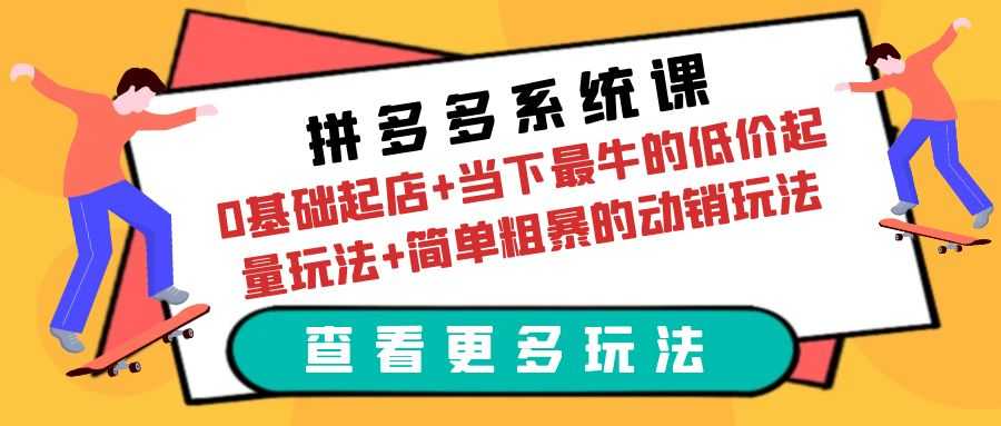 拼多多系统课:0基础起店+当下最牛的低价起量玩法+简单粗暴的动销玩法-资源基地