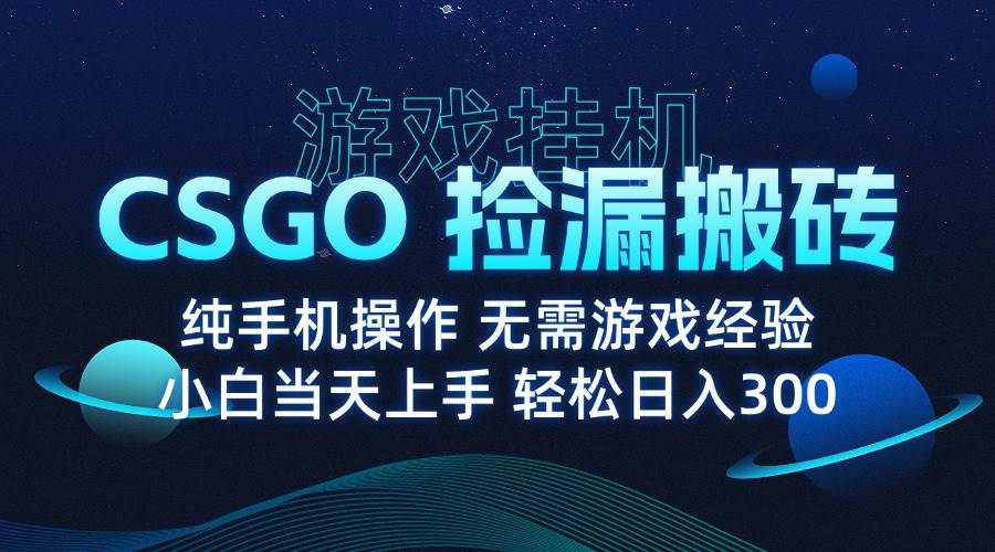 8月最新游戏搬砖，CSGO纯挂机，不需要玩游戏，实现真挂机，月入1W+-资源基地