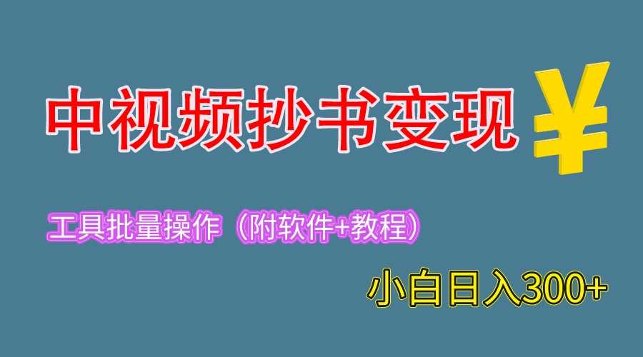2023中视频抄书变现（附工具+教程），一天300+，特别适合新手操作的副业-资源基地