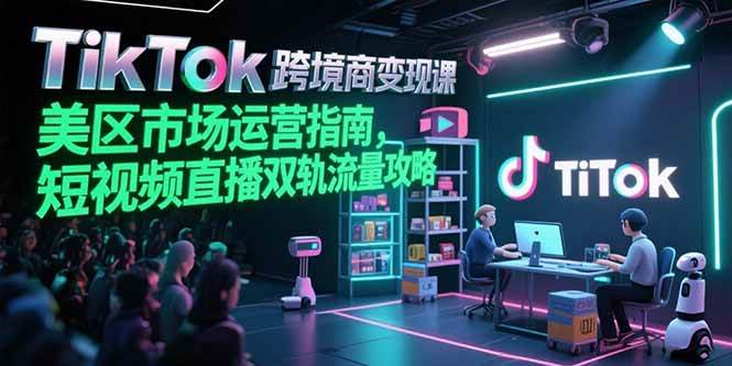 TikTok跨境电商变现课，美区市场运营指南，短视频直播双轨流量攻略-资源基地