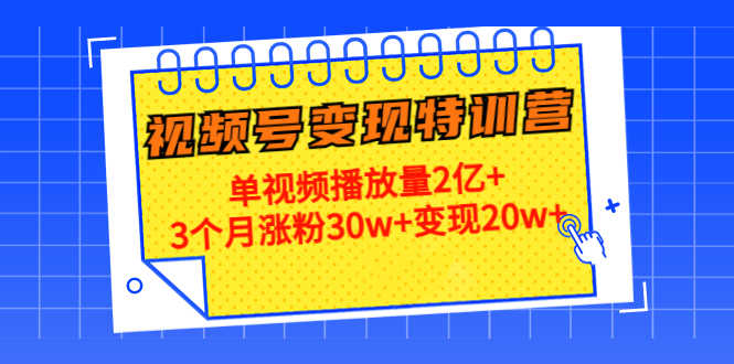 20天视频号变现特训营：单视频播放量2亿+3个月涨粉30w+变现20w+-资源基地