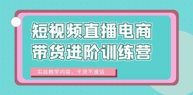 短视频直播电商带货进阶训练营：实战教学内容，干货不废话！-资源基地