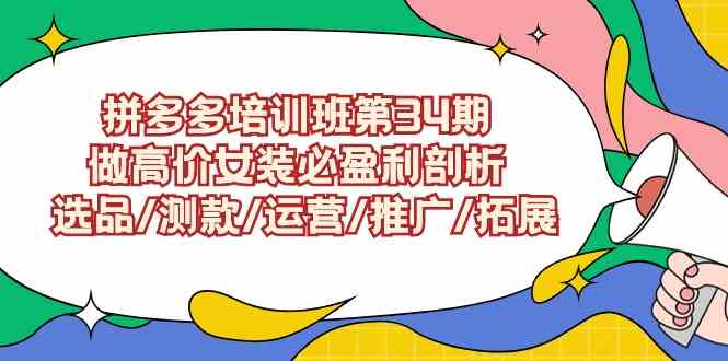 拼多多培训班第34期：做高价女装必盈利剖析  选品/测款/运营/推广/拓展-资源基地