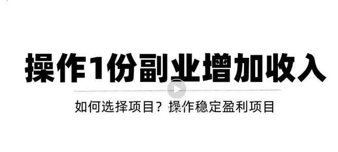 新手如何通过操作副业增加收入，从项目选择到玩法分享！【视频教程】-资源基地