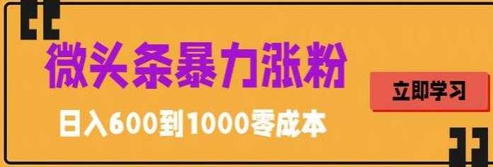 微头条暴力涨粉技巧搬运文案就能涨几万粉丝,简单0成本,日赚600-资源基地
