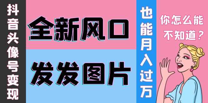 抖音头像号变现0基础教程：全新风口，发发图片也能变现月入10000+-资源基地