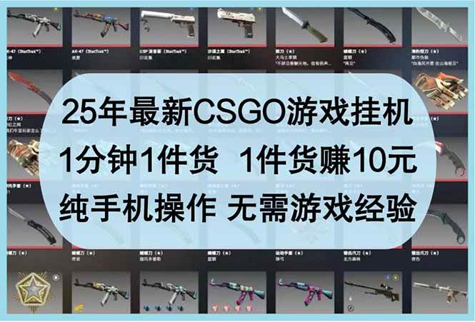 25年最新CSGO游戏挂机，1分钟1件货，1件货赚10元 纯手机操作 无需游戏经验-资源基地