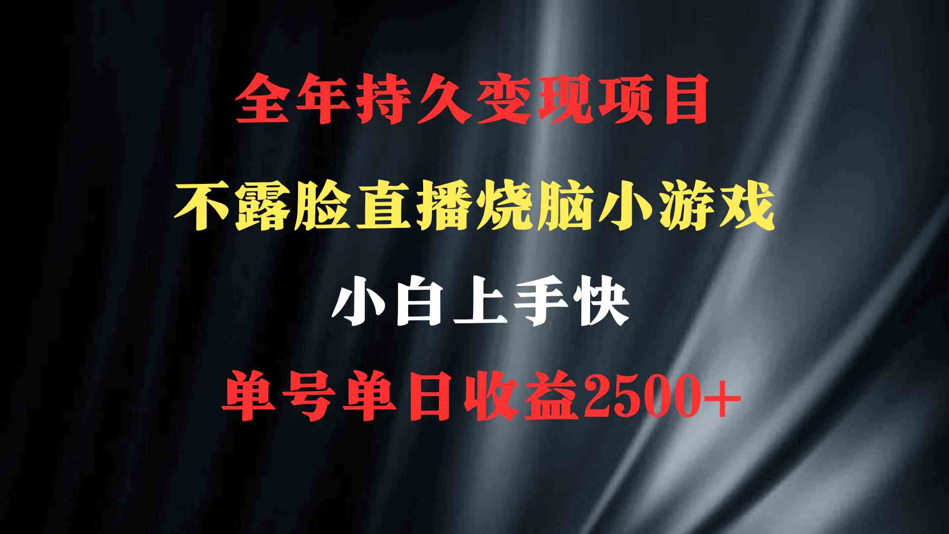 2024年 最优项目，烧脑小游戏不露脸直播  小白上手快 无门槛 一天收益2500+-资源基地