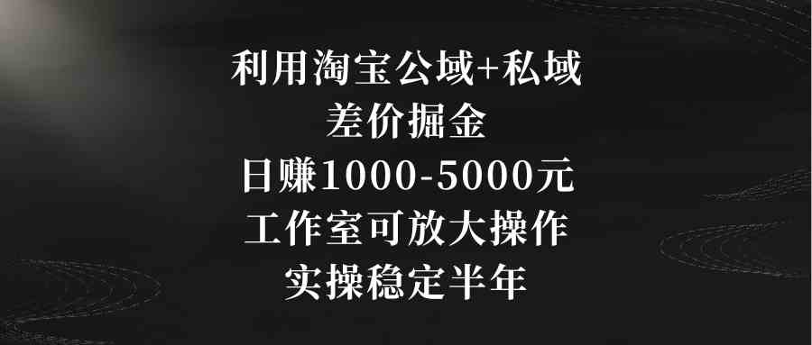 利用淘宝公域+私域差价掘金，日赚1000-5000元，工作室可放大操作，实操…-资源基地