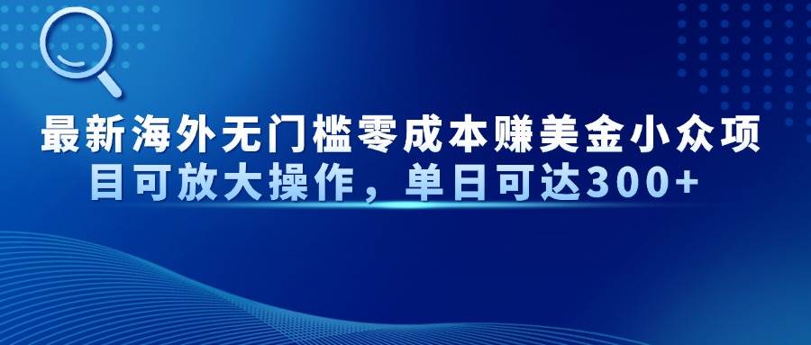 最新海外无门槛零成本赚美金小众项目可放大操作,单日可达300+-资源基地