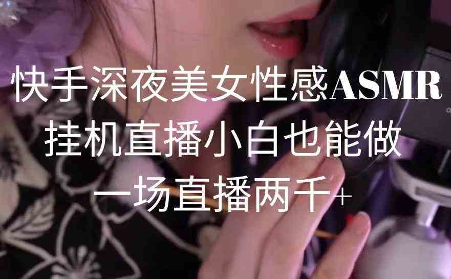 快手深夜美女性感ASMR挂机直播，小白也能做，一场直播两千+-资源基地