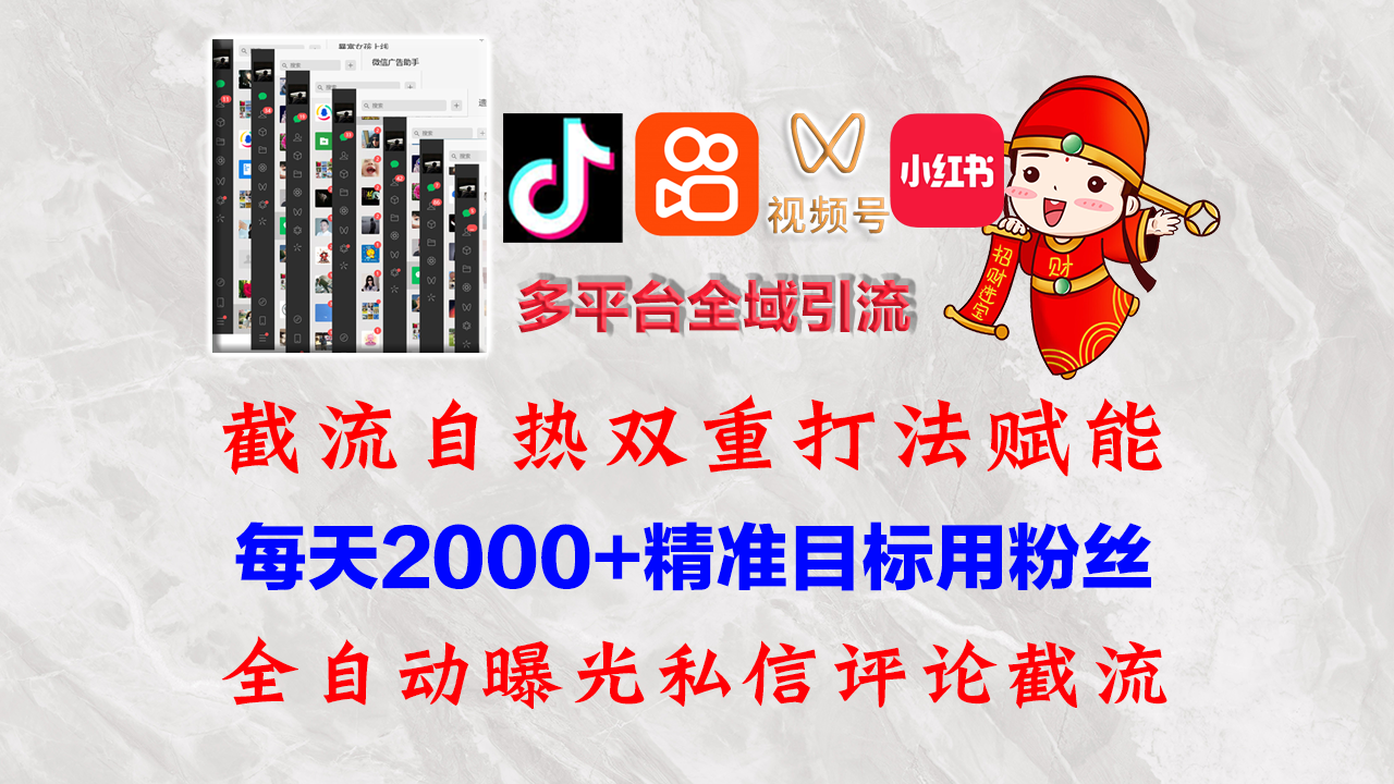 快手，抖音，小红书，视频号多平台全自动引流获客系统 精准全域引流，…-资源基地