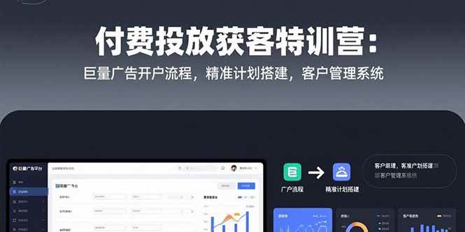 付费投放获客特训营：巨量广告开户流程，精准计划搭建，客户管理系统-资源基地