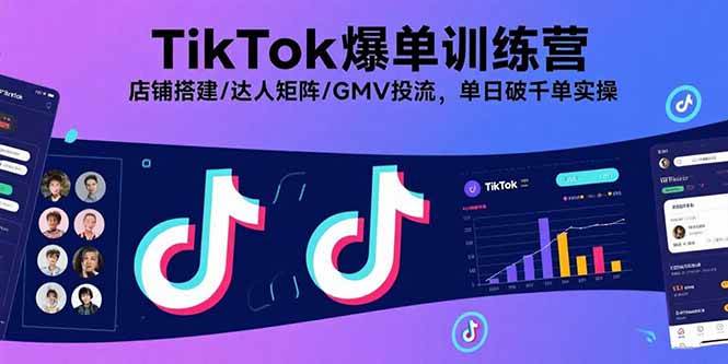 TikTok爆单训练营,店铺搭建/达人矩阵/GMV投流,单日破千单实操-资源基地