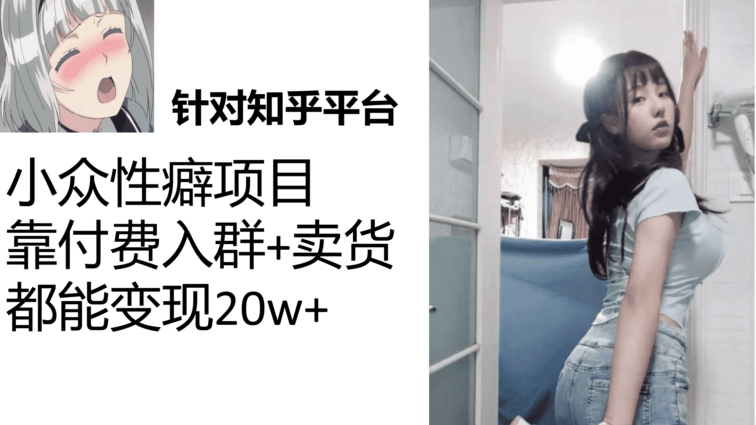 知乎小众性癖项目，Lsp的钱才是最好赚的，付费建群+卖货变现20w-资源基地