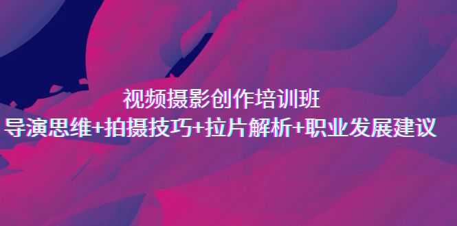 视频摄影创作培训班,导演思维+拍摄技巧+拉片解析+职业发展建议-资源基地