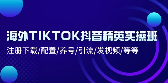 海外TIKTOK抖音精英实操班:注册下载/配置/养号/引流/发视频/等等-资源基地