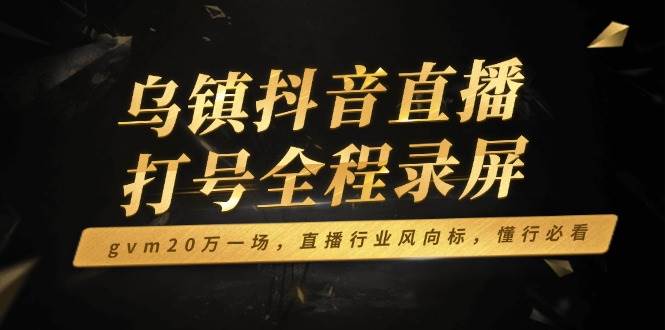 乌镇抖音直播打号全程录屏,gvm20万一场,直播行业风向标,懂行必看-资源基地