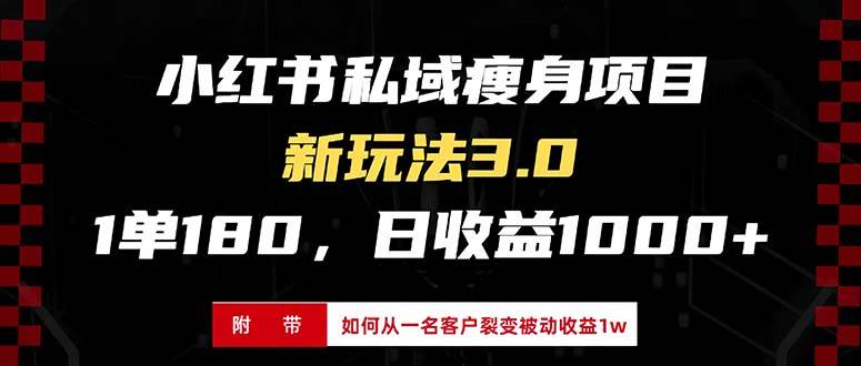 小红书瘦身项目3.0模式，新手小白日赚收益1000+（附从一名客户裂变收益…-资源基地