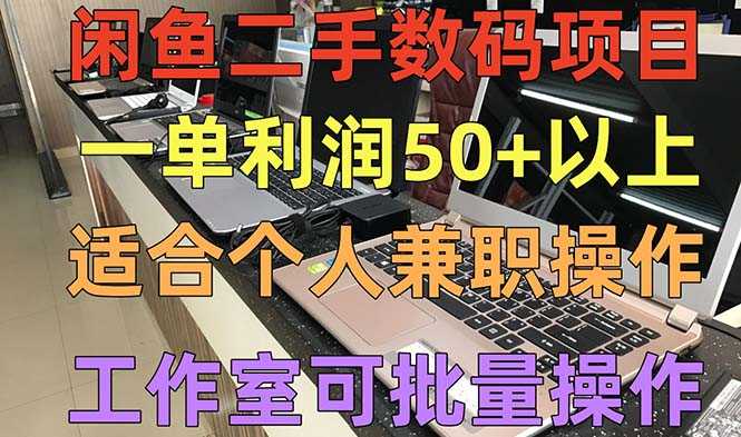 闲鱼二手数码项目，个人副业低保收入一单50+以上，工作室批量放大操作-资源基地