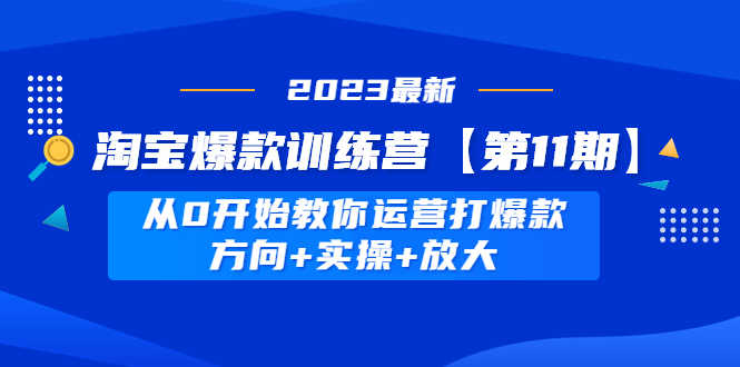 淘宝爆款训练营【第11期】 从0开始教你运营打爆款,方向+实操+放大-资源基地