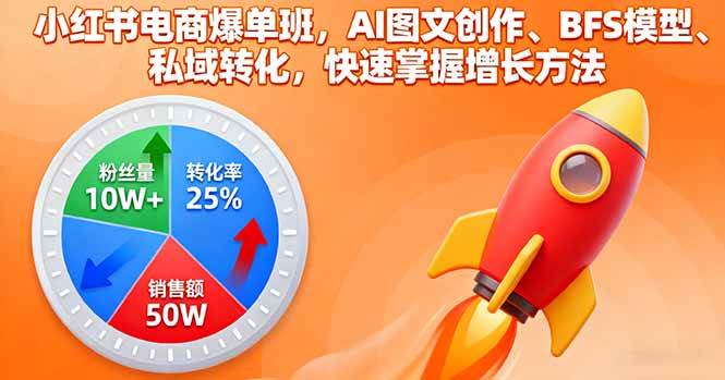 小红书电商爆单班，AI图文创作、BFS模型、私域转化，快速掌握增长方法-资源基地