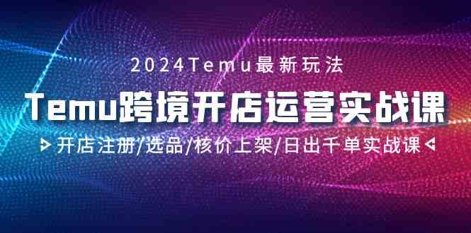 2024Temu跨境开店运营实战课，开店注册/选品/核价上架/日出千单实战课-资源基地