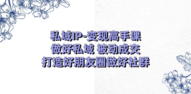 私域IP-变现高手课:做好私域 被动成交,打造好朋友圈做好社群(18节)-资源基地