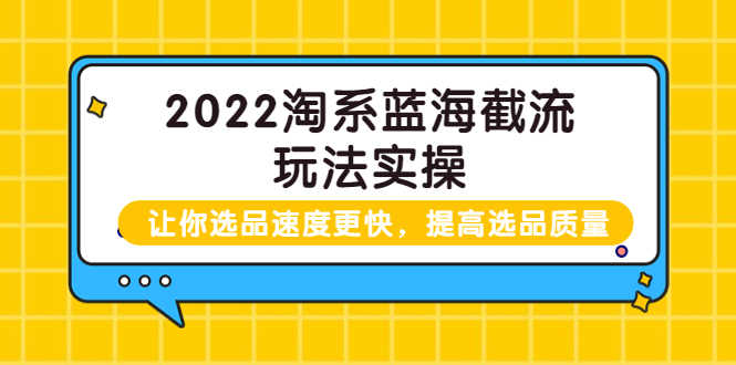 2022淘系蓝海截流玩法实操：让你选品速度更快，提高选品质量-资源基地