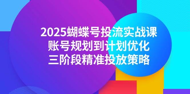 2025蝴蝶号投流实战课，账号规划到计划优化，三阶段精准投放策略-资源基地