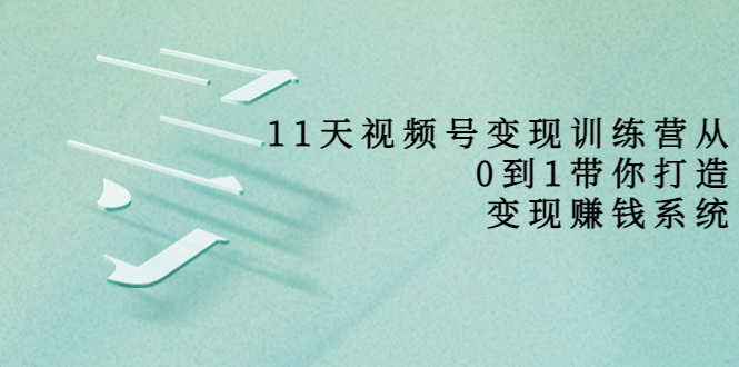 11天视频号变现训练营,从0到1打造变现赚钱系统-资源基地