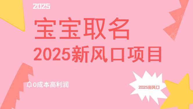 2025新风口项目宝宝取名，0成本高利润，附保姆级教程，月入过万不是梦-资源基地