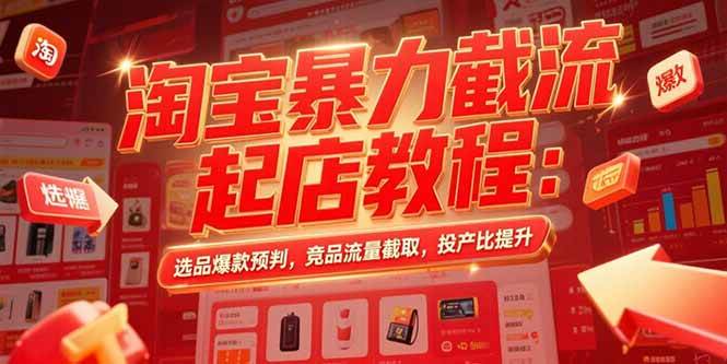 淘宝暴力截流起店教程：选品爆款预判，竞品流量截取，投产比提升-资源基地