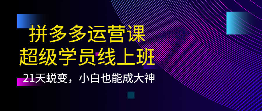 拼多多运营课：超级学员线上班，21天蜕变，小白也能成大神-资源基地