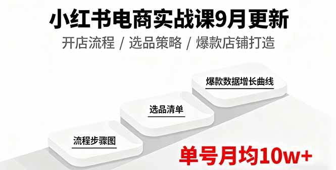 小红书电商实战课9月更新，开店流程/选品策略/爆款店铺打造，单号月均10w+-资源基地