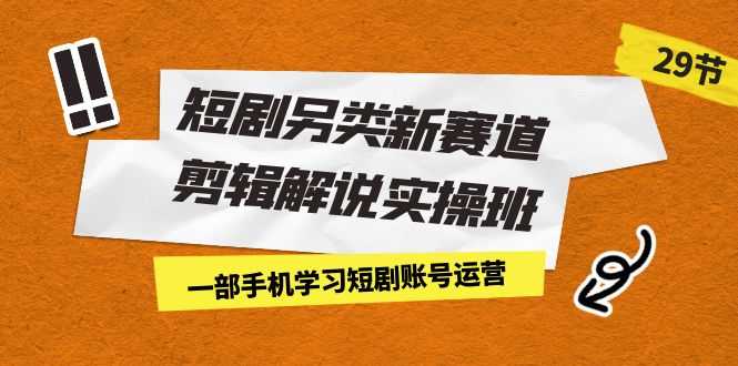 短剧另类新赛道剪辑解说实操班：一部手机学习短剧账号运营（29节 价值500）-资源基地