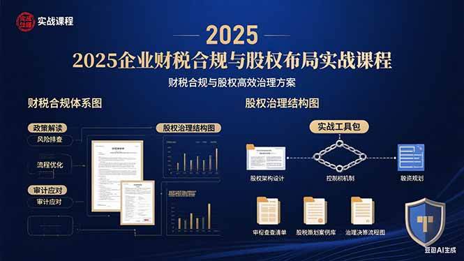 2025企业财税合规与股权布局的实战课程:财税合规与股权高效治理方案-资源基地