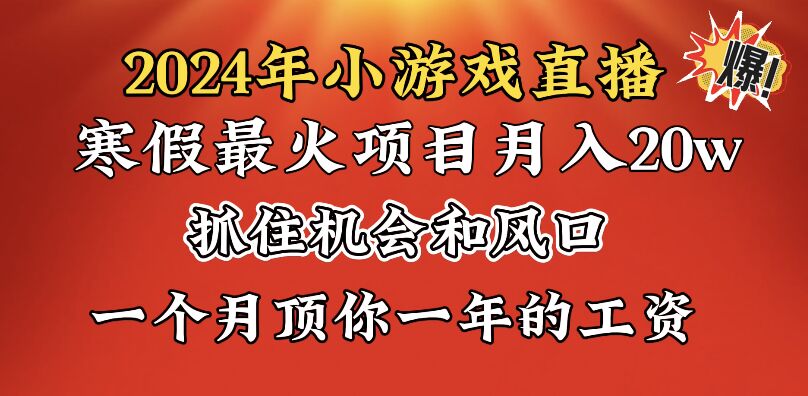 2024年寒假爆火项目,小游戏直播月入20w+,学会了之后你将翻身-资源基地