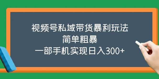 视频号私域带货暴利玩法，简单粗暴，一部手机实现日入300+-资源基地