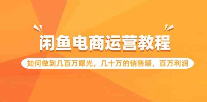闲鱼电商运营教程:如何做到几百万曝光,几十万的销售额,百万利润-资源基地