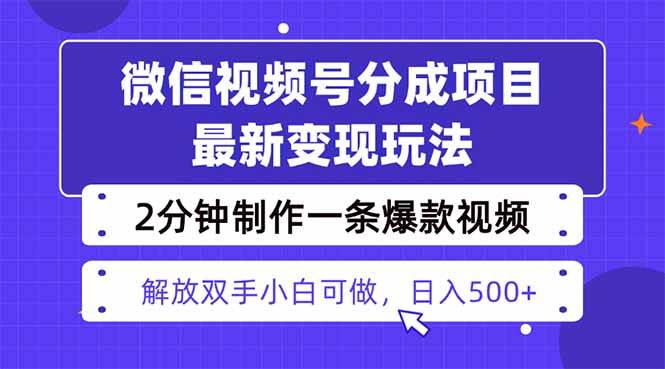 视频号分成最新玩法,两天暴力起号变现1500+,爆款视频制作只需要2分钟…-资源基地
