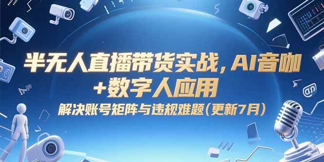 半无人直播带货实战,AI音咖+数字人应用 解决账号矩阵与违规难题(更新7月)-资源基地