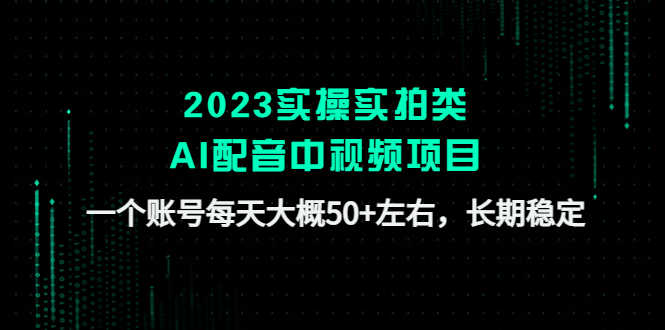 2023实操实拍类AI配音中视频项目，一个账号每天大概50+左右，长期稳定-资源基地