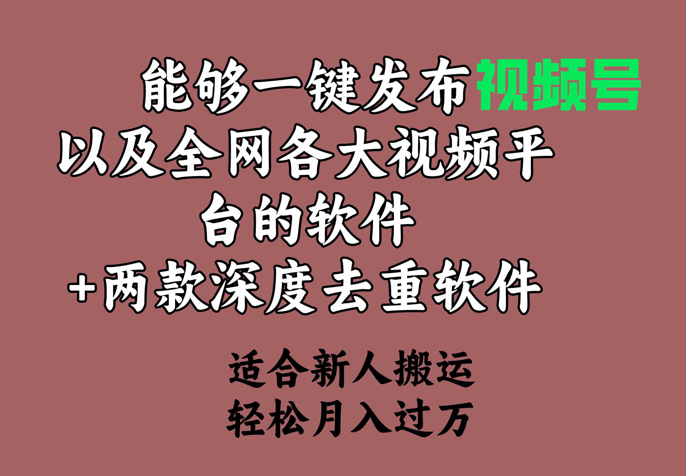 能够一键发布视频号以及全网各大视频平台的软件+两款深度去重软件 适合…-资源基地