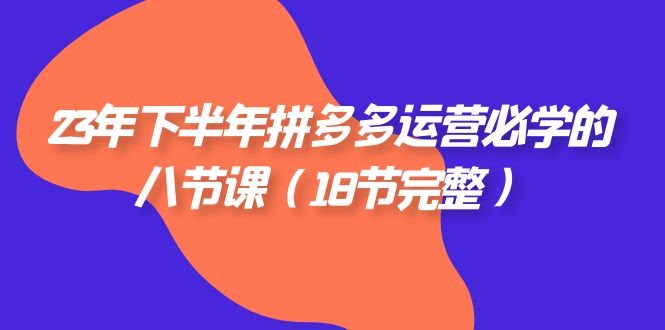 23年下半年拼多多·运营必学的八节课（18节完整）-资源基地