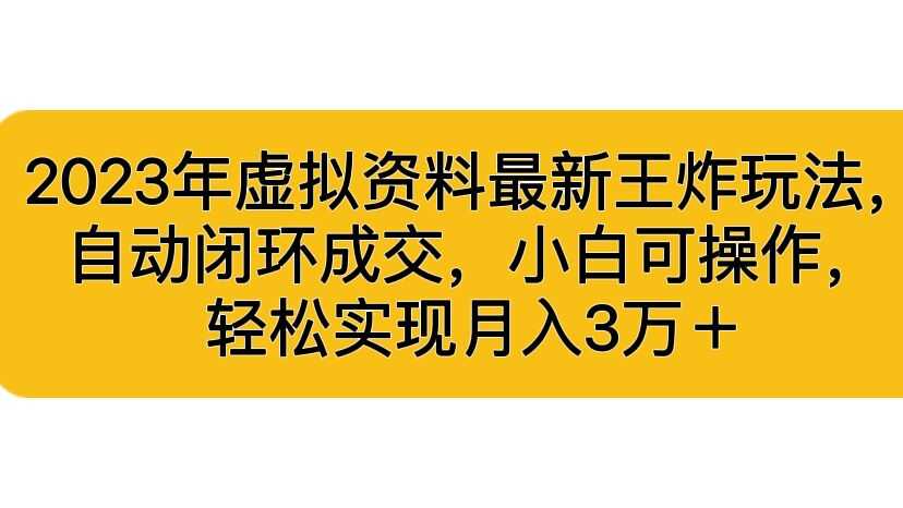 2023年虚拟资料最新王炸玩法,自动闭环成交,小白可操作,轻松实现月入3…-资源基地