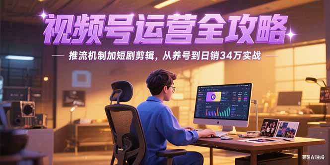 2025视频号运营全攻略，推流机制加短剧剪辑，从养号到日销34万实战-资源基地