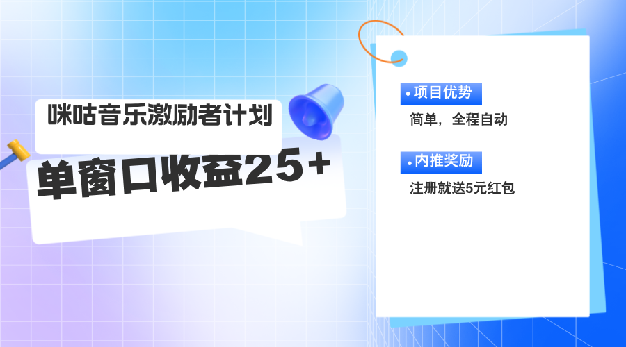咪咕激励者计划,单窗口收益20~25,可矩阵操作-资源基地